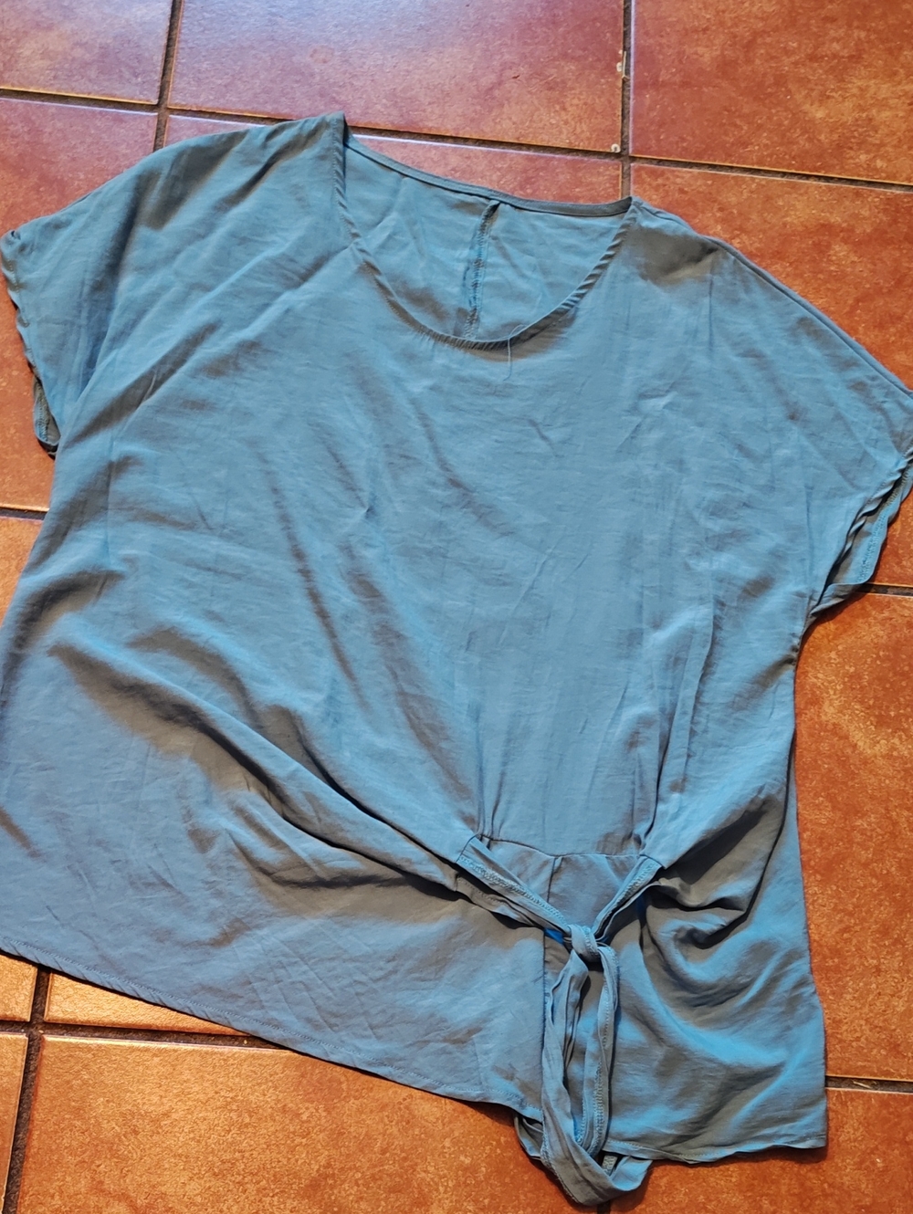 Blue Tie-Front Women’s Top